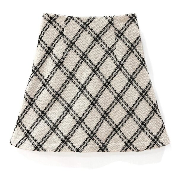 Diamond check pattern tweed flare mini skirt - Picture 6 of 6